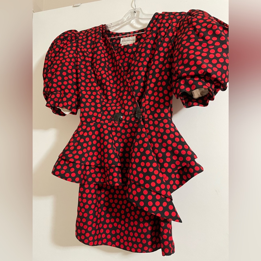 Raul Blanco For Neiman Marcus Silk Suit Womens Size 8 Puffy Sleeves